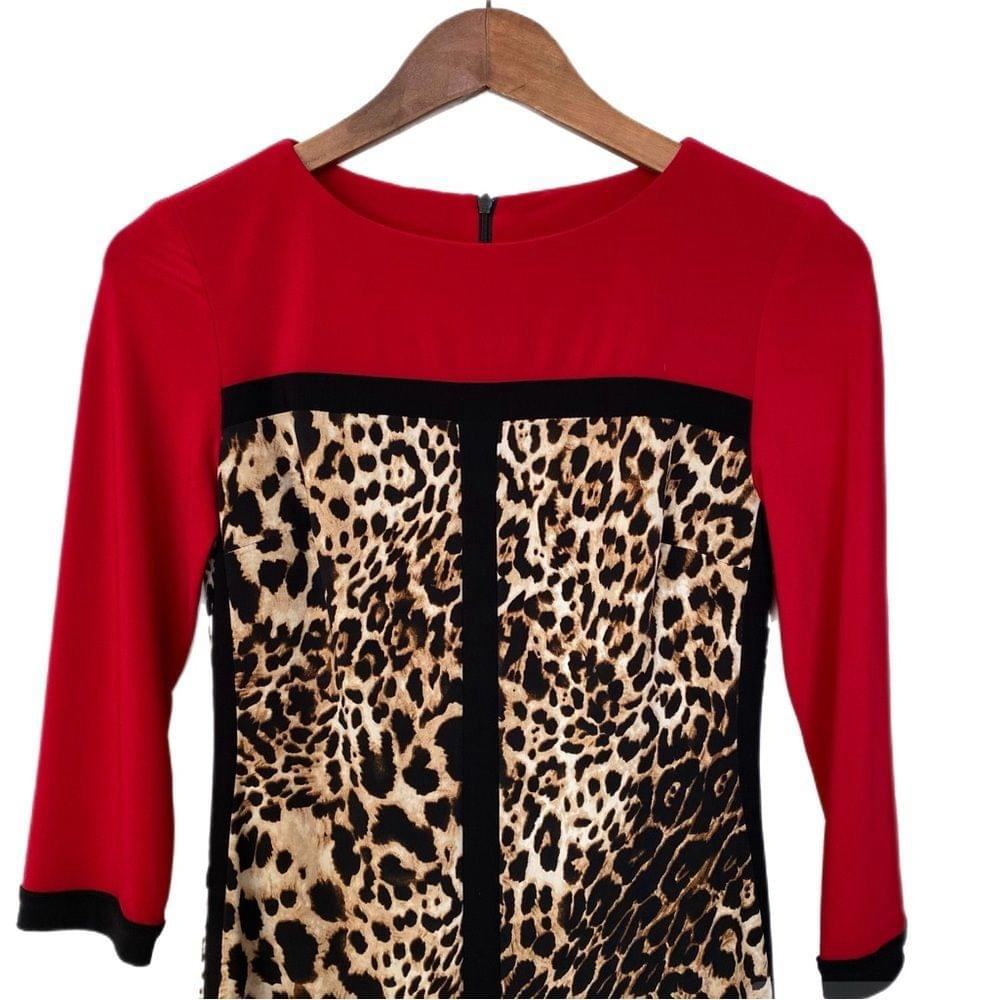 Joseph Ribkoff Leopard Colorblock Dress 2 - Picture 6 of 10
